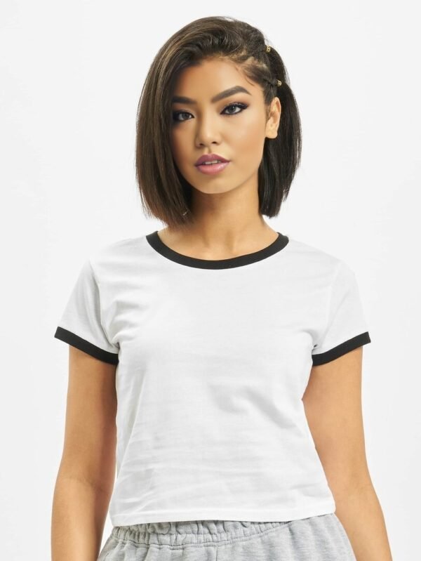 Women's Classic Black Ringer Crop T-Shirt - M