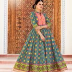 Traditional Long Anarkali Dress with Printed Detailing