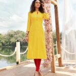 Trendy Yellow Cotton Kurti for Office & Casual Wear
