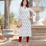 Women’s Stylish White Kurti with Ethnic Print  - Straight Fit & Comfortable
